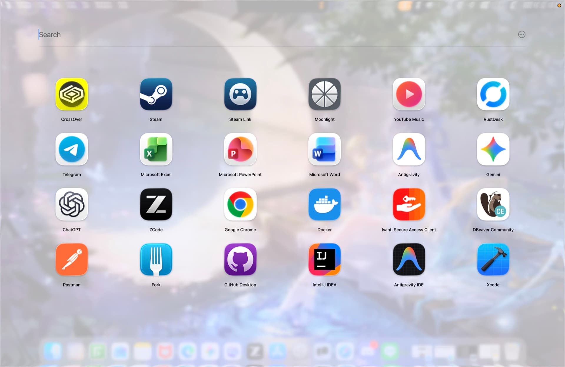 LaunchNow fullscreen app grid with search